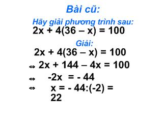 Bài giảng Đại số 8 - Bài 6: Giải bài toán bằng cách lập phương trình