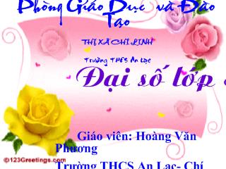 Bài giảng Đại số 8 - Biểu diễn một đại lượng bởi biểu thức chứa ẩn - Hoàng Văn Phương