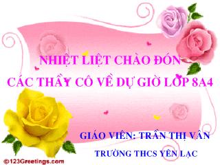 Bài giảng Đại số 8 - Tiết 52: Giải bài toán bằng cách lập phương trình - Trần Thị Vân