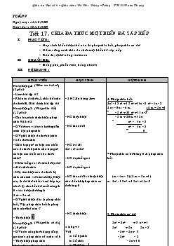 Giáo án Đại số 8 - Tuần 9 - Vũ Đức Dũng