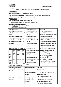 Giáo án Đại số 9 - Tiết 62: Giải bài toán bằng cách lập phương trình