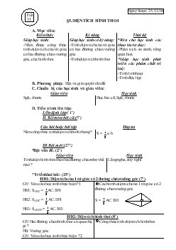 Giáo án Hình học 8 - Tiết 31, bài 5: Diện tích hình thoi