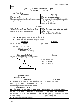 Giáo án Hình học 8 - Tiết 49, bài 8: Các trường hợp đồng dạng của tam giác vuông