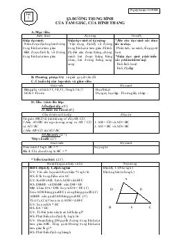 Giáo án Hình học 8 - Tiết 5, bài 3: Đường trung bình của tam giác, của hình thang