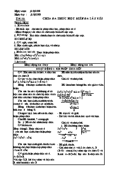 Giáo án Đại số 8 - Tiết 16: Chia đa thức một biến đã sắp xếp