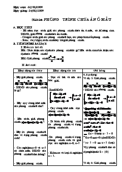 Giáo án Đại số 8 - Tiết 50: Phương trình chứa ẩn ở mẫu