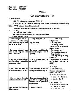 Giáo án Đại số 8 - Tiết 66: Ôn tập chương IV