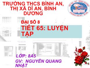 Bài giảng Đại số 8 - Nguyễn Quang Nhật - Tiết 65: Luyện tập