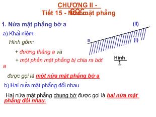 Bài giảng Hình học 6 - Chương II: Góc - Tiết 15: Nửa mặt phẳng