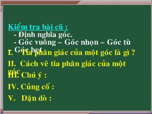 Bài giảng Tia phân giác của góc