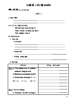 Giáo án Tự chọn Toán 6 - Chủ đề 1: Số tự nhiên