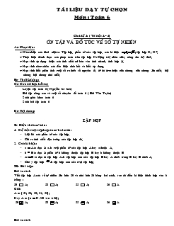 Tài liệu dạy tự chọn Toán 6 - Trần Đăng Khoa - Chủ đề 1: Ôn tập và bổ túc về số tự nhiên