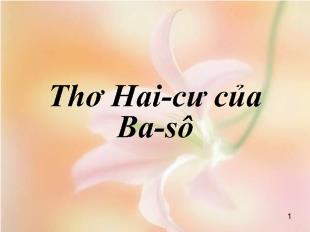 Bài giảng Thơ Hai-Cư của Ba-sô