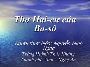 Bài giảng Thơ Hai-Cư của Ba-sô