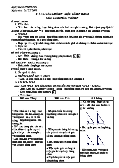 Bài giảng Tiết 40: Các trường hợp bằng nhau của tam giác vuông