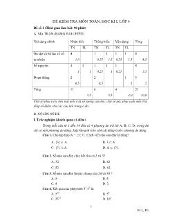 Đề kiểm tra môn toán học kỳ I lớp 6