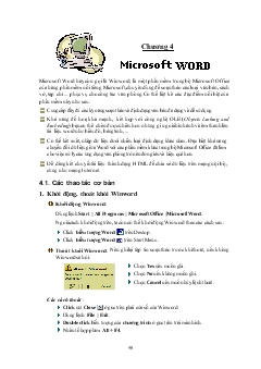 Giáo trình Chương 4 Microsoft WORD