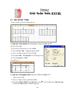 Giáo trình Chương 6 Giải toán trên EXCEL