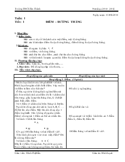 Giáo án hình học 6 tuần 1 tiết 1: Điểm- Đường tròn