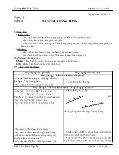 Giáo án hình học 6 tuần 2 tiết 2: Ba điểm thẳng hàng