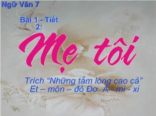 Bài giảng Bài 1 tiết 2: Mẹ tôi