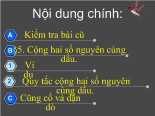 Bài giảng Bài 5: Cộng hai số nguyên khác dấu