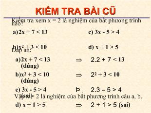 Bài giảng Bất phương trình bậc nhất một ẩn