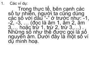 Bài giảng Làm quen với số nguyên