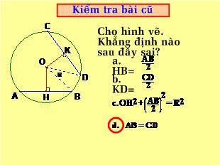 Bài giảng Liên hệ giữa dây và khoảng cách từ tâm đến dây