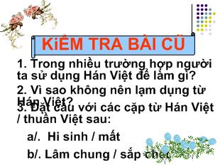 Bài giảng Tiết 27: Quan hệ từ