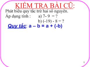 Bài giảng Tiết 52: Quy tắc dấu ngoặc