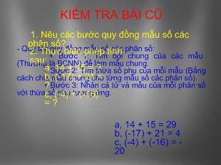 Bài giảng Tiết 78 bài 7: Phép cộng phân số