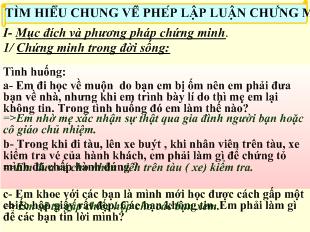 Bài giảng Tiết 87: Tìm hiểu chung về phép lập luận chứng minh