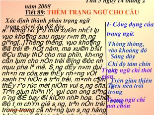 Bài giảng Tiết 89: thêm trạng ngữ cho câu