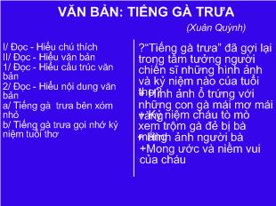 Bài giảng Văn bản: tiếng gà trưa ( Xuân Quỳnh)