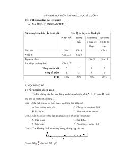 Đề kiểm tra môn âm nhạc, học kì I, lớp7