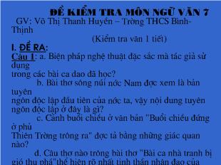 Đề kiểm tra môn ngữ văn 7