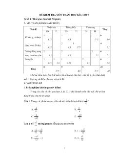 Đề kiểm tra môn toán, học kì i, lớp 7
