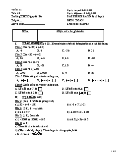 Giáo án số học 6 tiết 67: Làm bài kiểm tra số 3