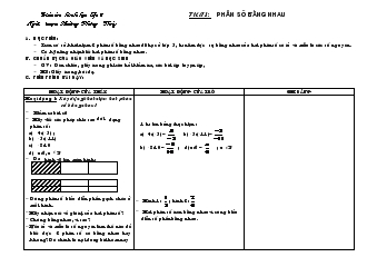 Giáo án số học 6 tiết 71: Phân số bằng nhau