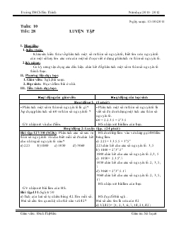 Giáo án số học 6 tuần 10 tiết 28: Luyện tập