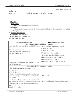 Giáo án số học 6 tuần 10 tiết 29: Ước chung và bội chung