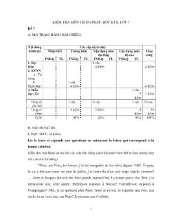 Kiểm tra môn tiếng pháp, học kì ii, lớp 7