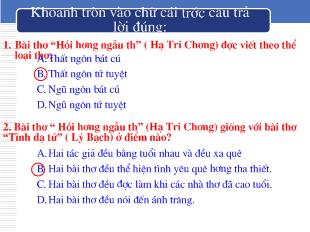 Bài giảng Bài 11: Tiết 41 Đọc - Hiểu văn bản Bài ca nhà tranh bị gió thu phá ( Mao ốc vị thu phong sở phá ca) - Đỗ Phủ