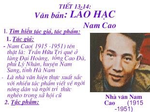 Bài giảng Tiết 13-14: văn bản: lão Hạc_ Nam Cao