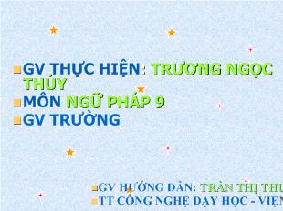 Bài giảng Nghĩa miêu tả trong câu