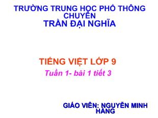 Bài giảng Tiếng việt lớp 9 tuần 1- Bài 1 tiết 3: Các phương châm hội thoại