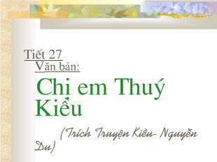Bài giảng Tiết 27 Văn bản: Chị em Thuý Kiều (Trích Truyện Kiều- Nguyễn Du)