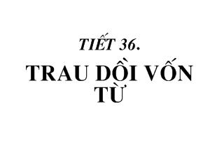 Bài giảng Tiết 36: trau dồi vốn từ