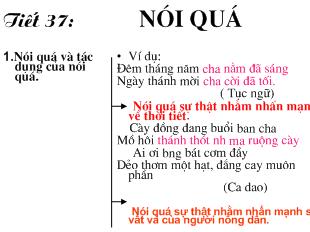 Bài giảng Tiết 37: NÓI QUÁ